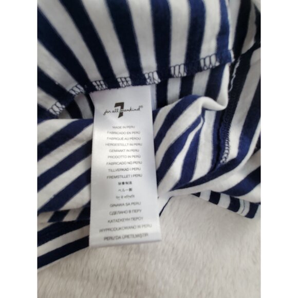 7 For All Mankind Womens Striped Long-Sleeve Tie-Hem Top XL Navy/White New - Picture 4 of 8